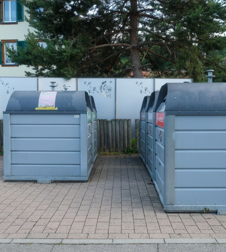 Selective focus and noise effect picture of domestic recycle big at housing area.